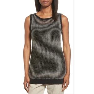 Eileen Fisher Knitted Black And Gold Long Top